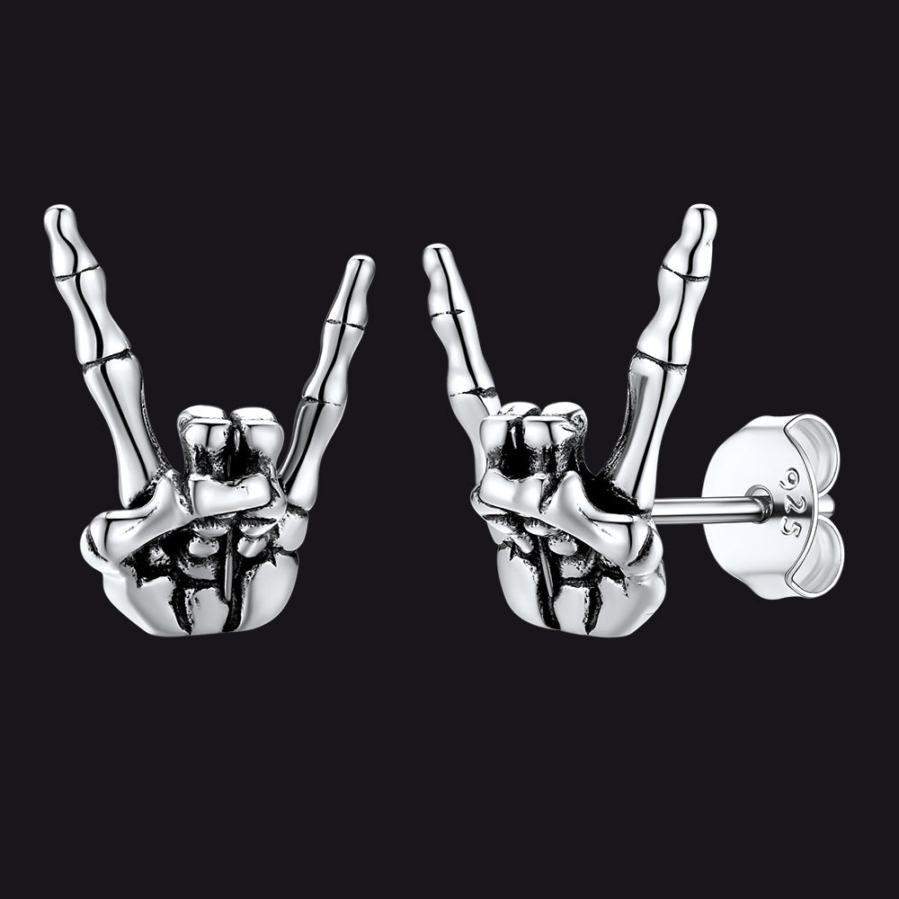 Skeleton Hand Stud Earrings for ��� 925 Sterling Silver Gothic Earrings