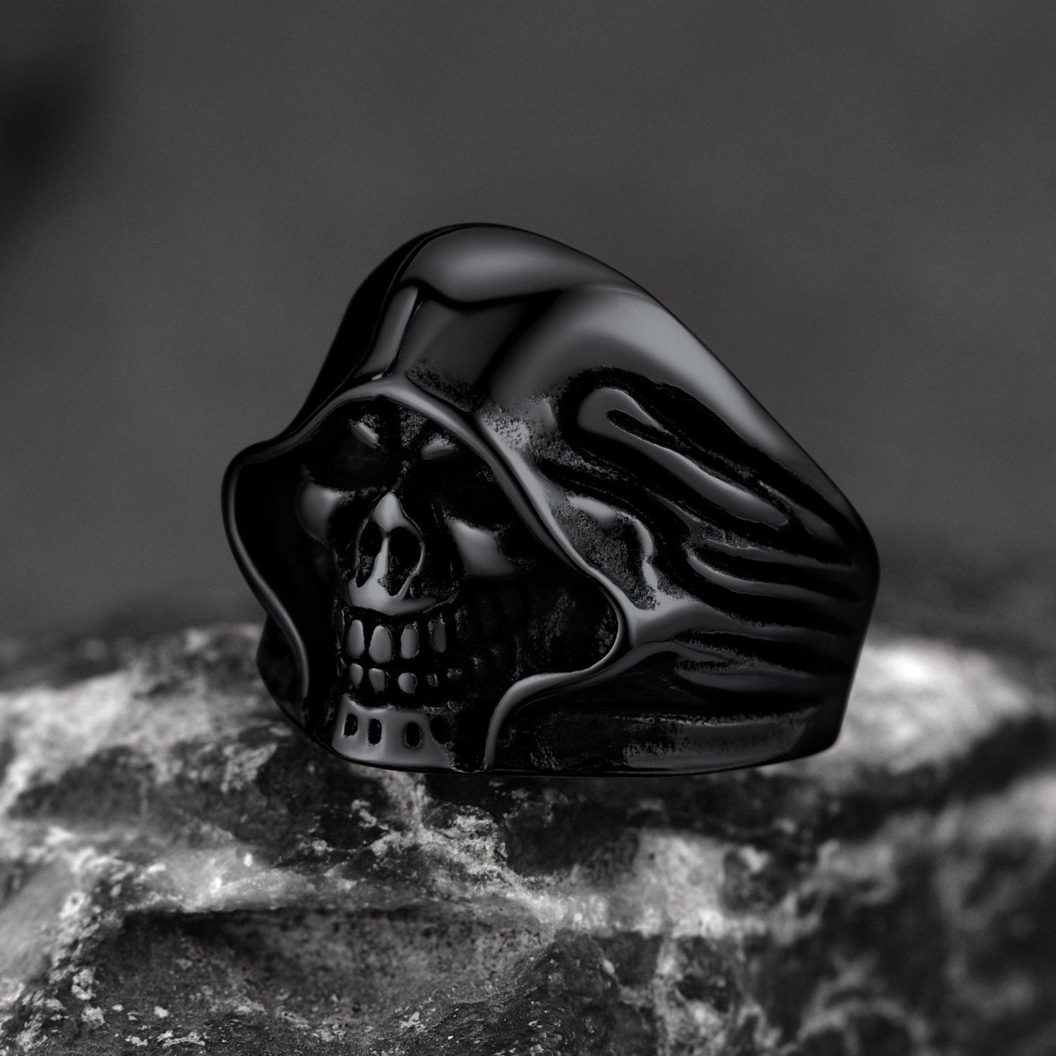 Gothic Grim Reaper Skull Ring for in Stainless Steel
