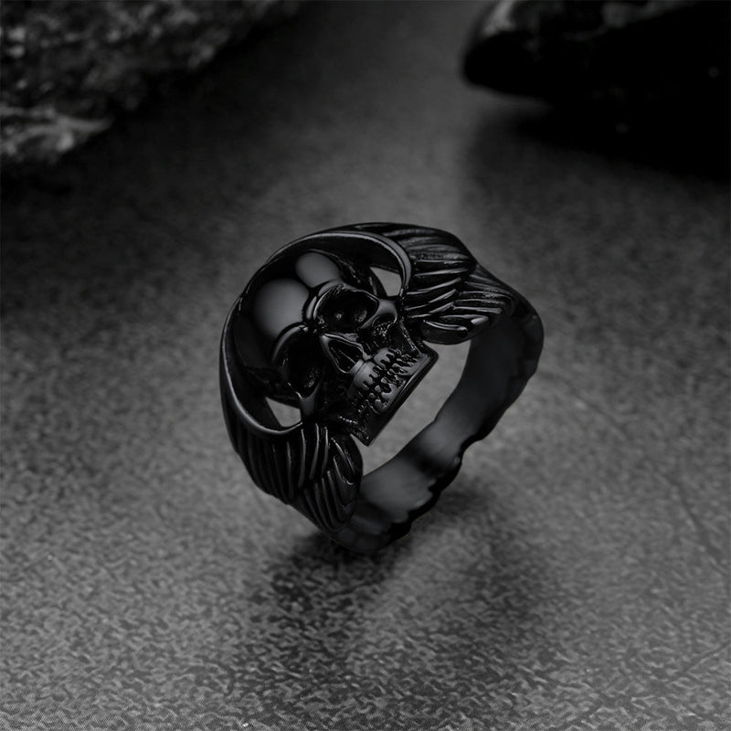 Biker Wings Skull Stainless Steel Ring for