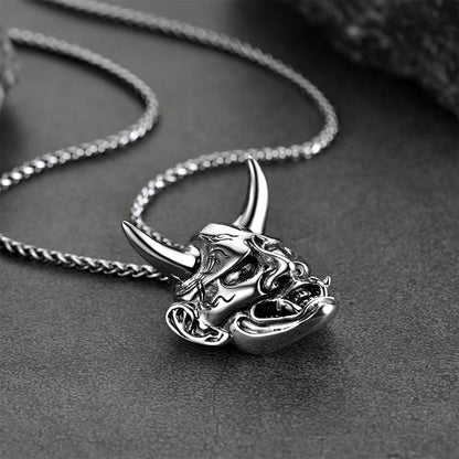 Faithheart Demon Hannya Mask Pendant Necklace for