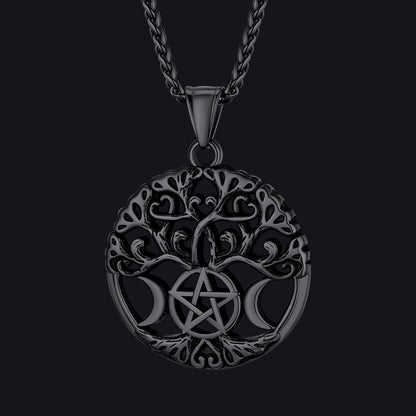 Pentacle Moon Tree of Life Necklace for