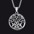 Pentacle Moon Tree of Life Necklace for