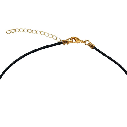 Dragonweave Cross Circle Charm Necklace and Earring Set, Gold Plated Black Leather Choker and Leverback Earrings