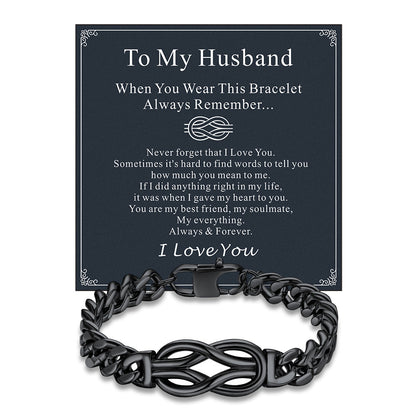 To My Love Infinity Love Knot Cuban Chain Bracelet for Couple