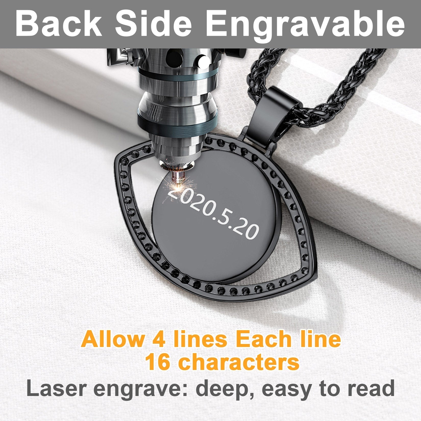 Personalized Cz Evil Eye Memorial Necklace With Picture for