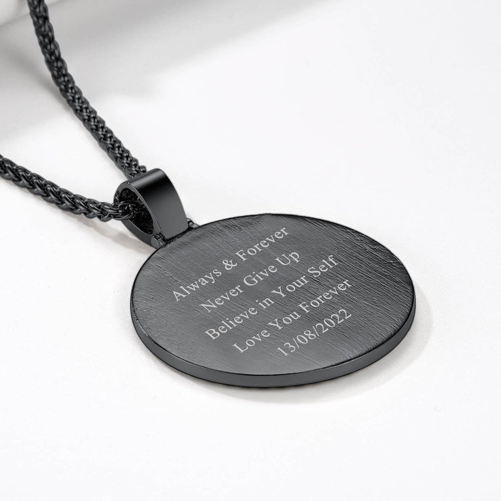 Personalized Large Picture Circle Necklace Memorial Photo Pendant for
