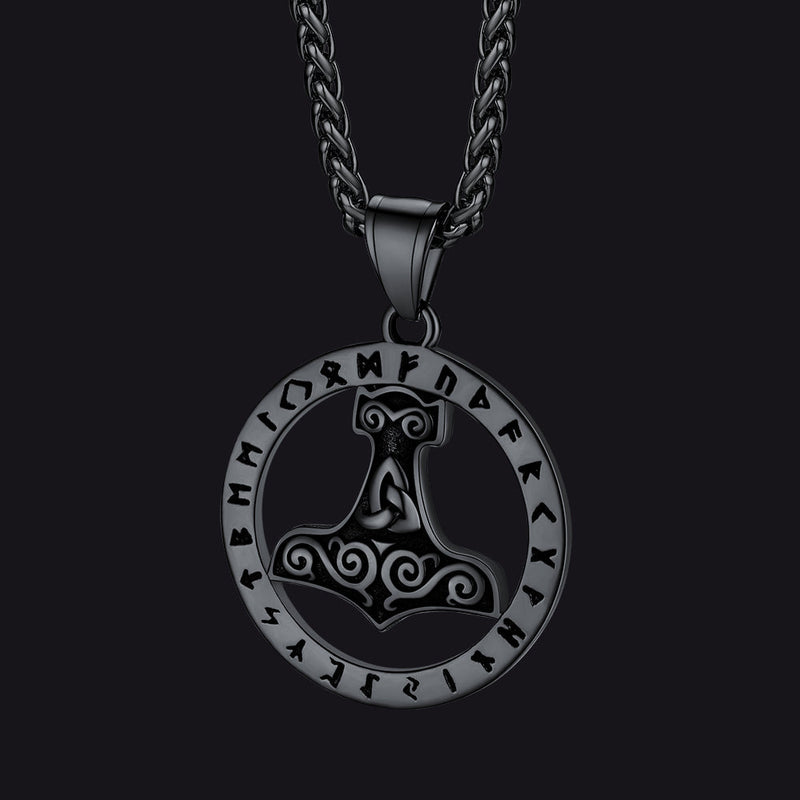 Viking Thor's Hammer Rune Pendant Necklace for