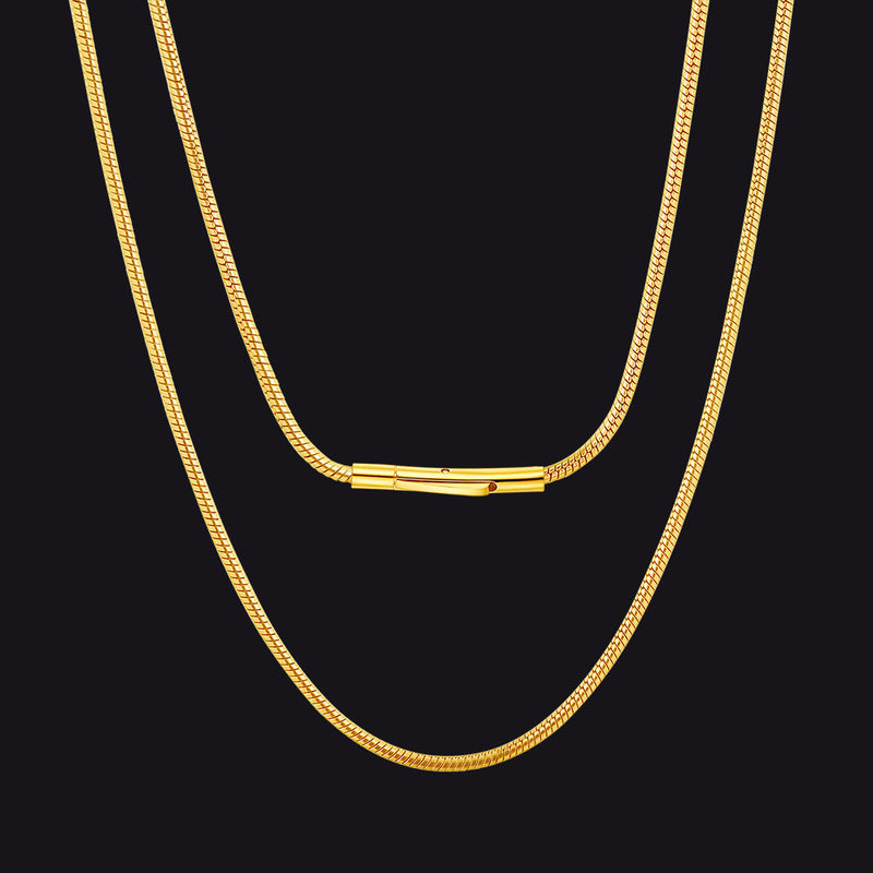 2mm Thin Snake Chain Stainless Steel Necklace for