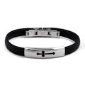 Black Rubber Steel Cross Id Bracelet