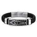 Masonic Compass Braided Black Leather Bracelet for Father Husband