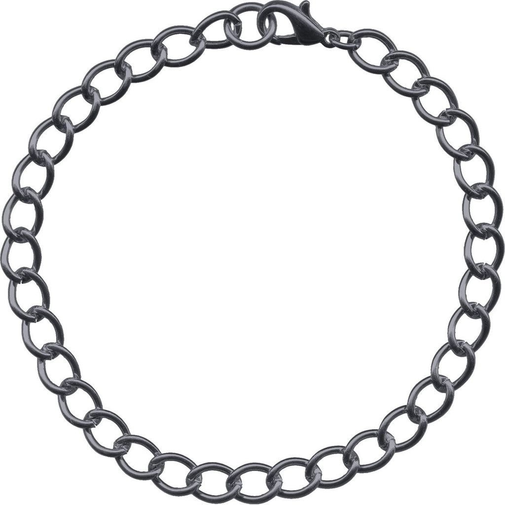 Gunmetal 6mm Curb Bracelet Chain - 8 Inches