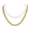 Freshwater Pearl & Cuban Link Chain Necklace for