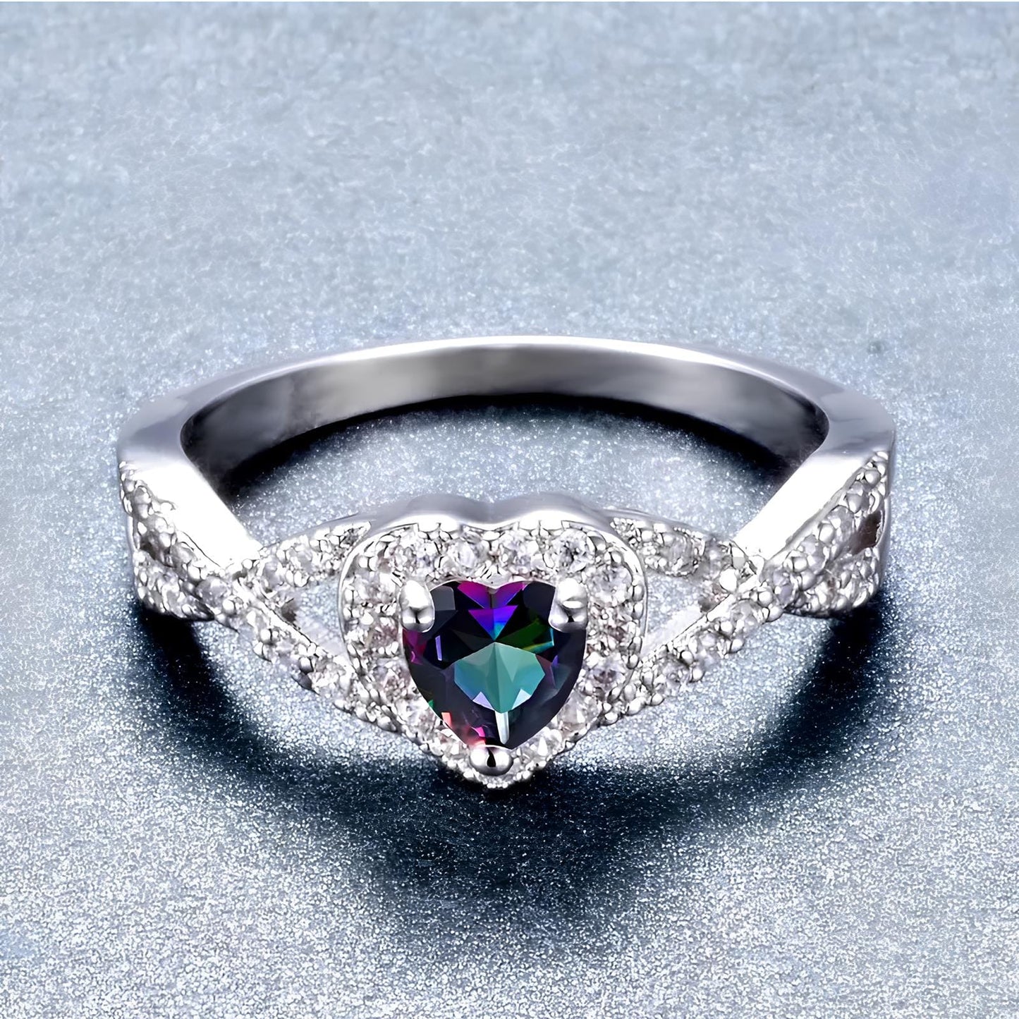 Rainbow Topaz Love Ring