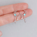 Celestial Blue Crescent Tassel Earrings