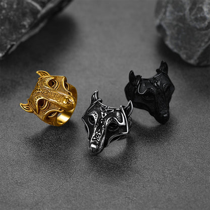 Viking Celtic Wolf Stainless Steel Ring for