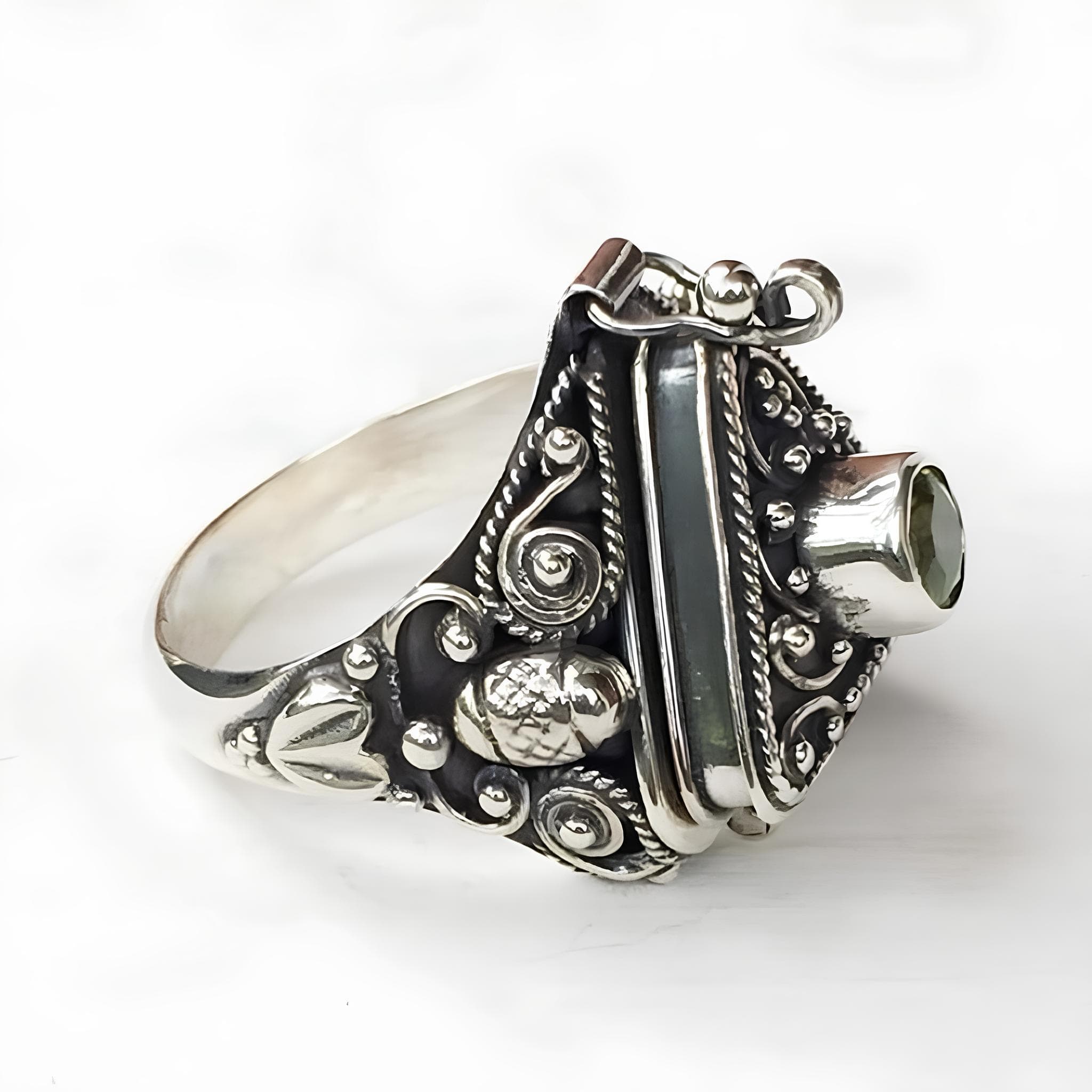 Sacred Triangle Herb Locket Ring