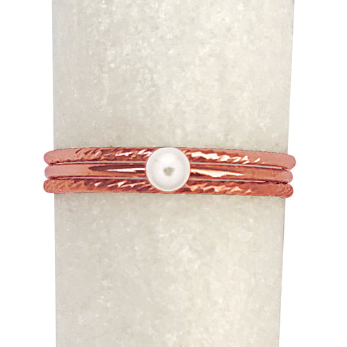 14/20 Rose Gold-filled Petite Stackable Rings, Swarovski Pearl & Sparkle Finish, Set of 3