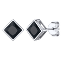 Flash Sterling Silver Square Black Onyx Stud Earrings for