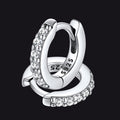 Sparkling Diamond Cartilage Huggie Hoop Earrings for in Sterling Silver