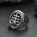 Satanic Leviathan Cross Signet Ring for