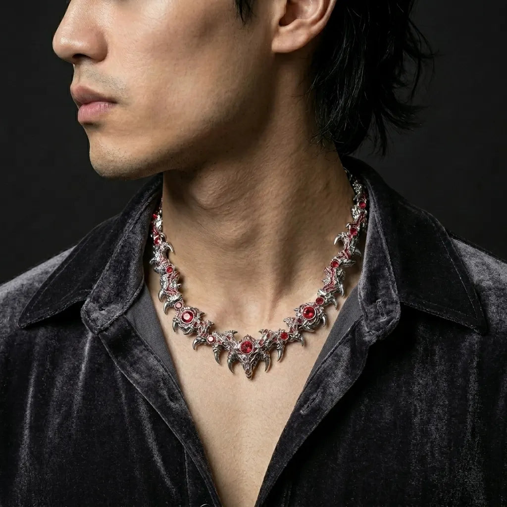 Red Crystal Statement Collar Necklace