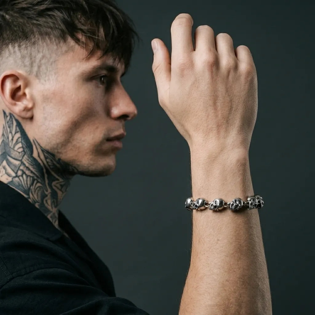 Full Skull Link Chain Bracelet