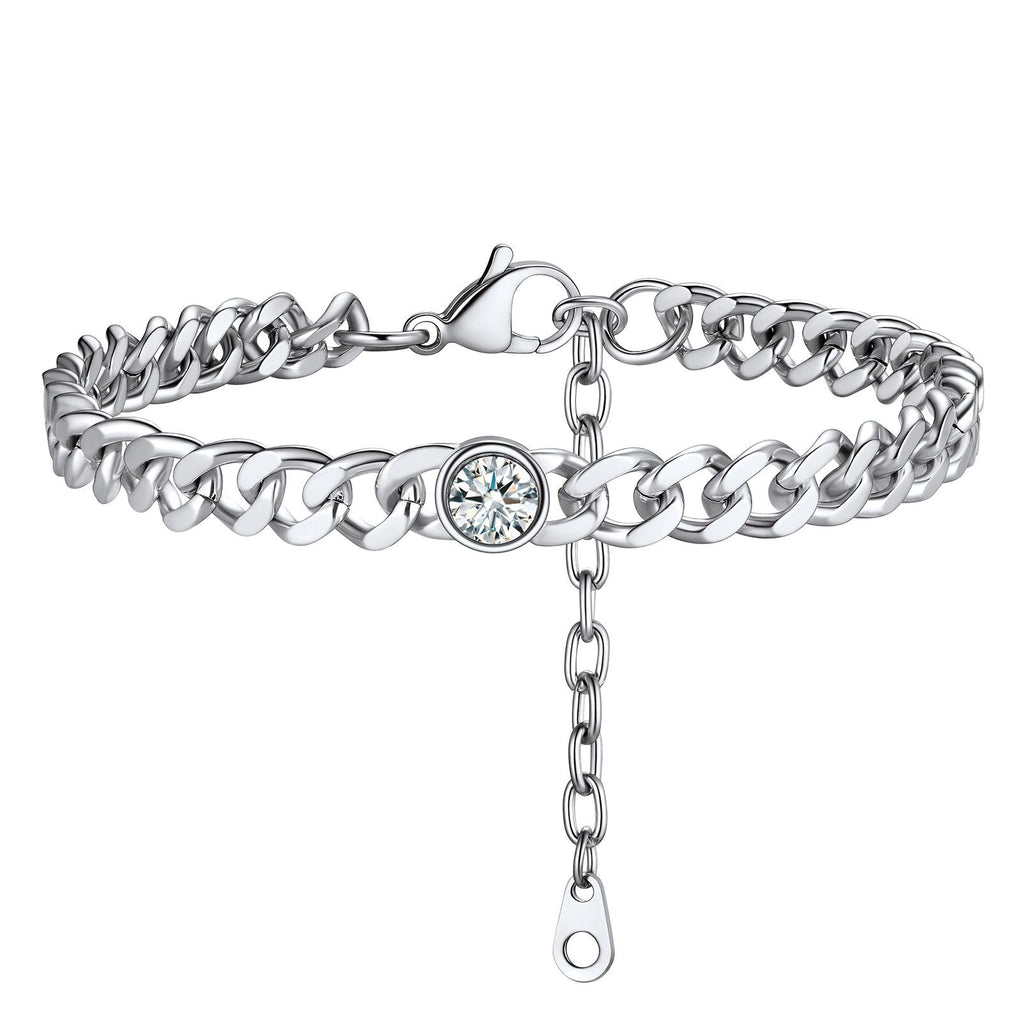 Personalized Birthstone Cuban Link Anklet for