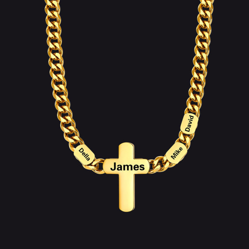 Customized Name Cuban Chain Cross Necklace for 7mm