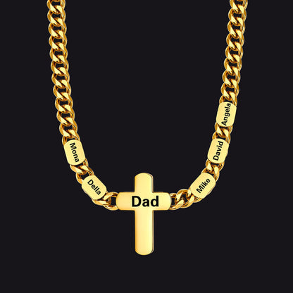 Customized Name Cuban Chain Cross Necklace for 7mm