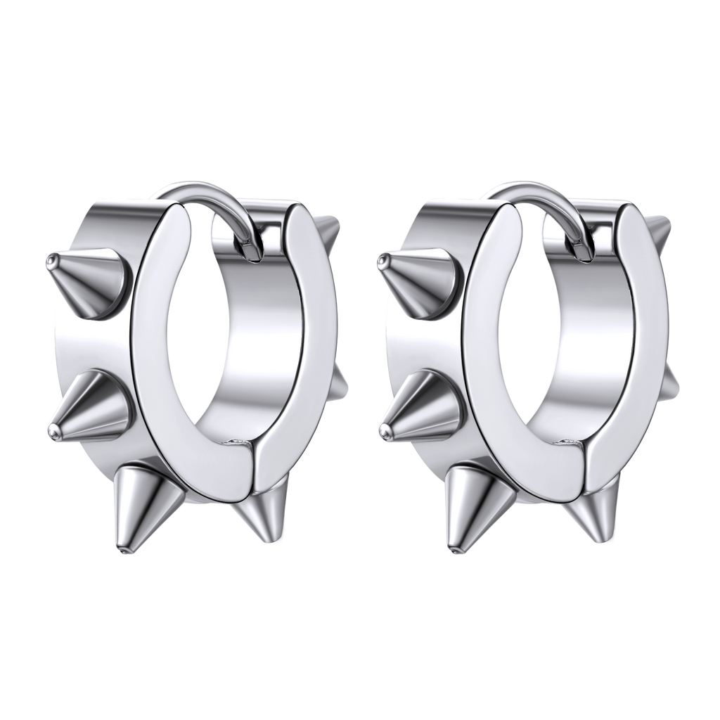 Punk Spike Rivet Huggie Hoop Earrings for