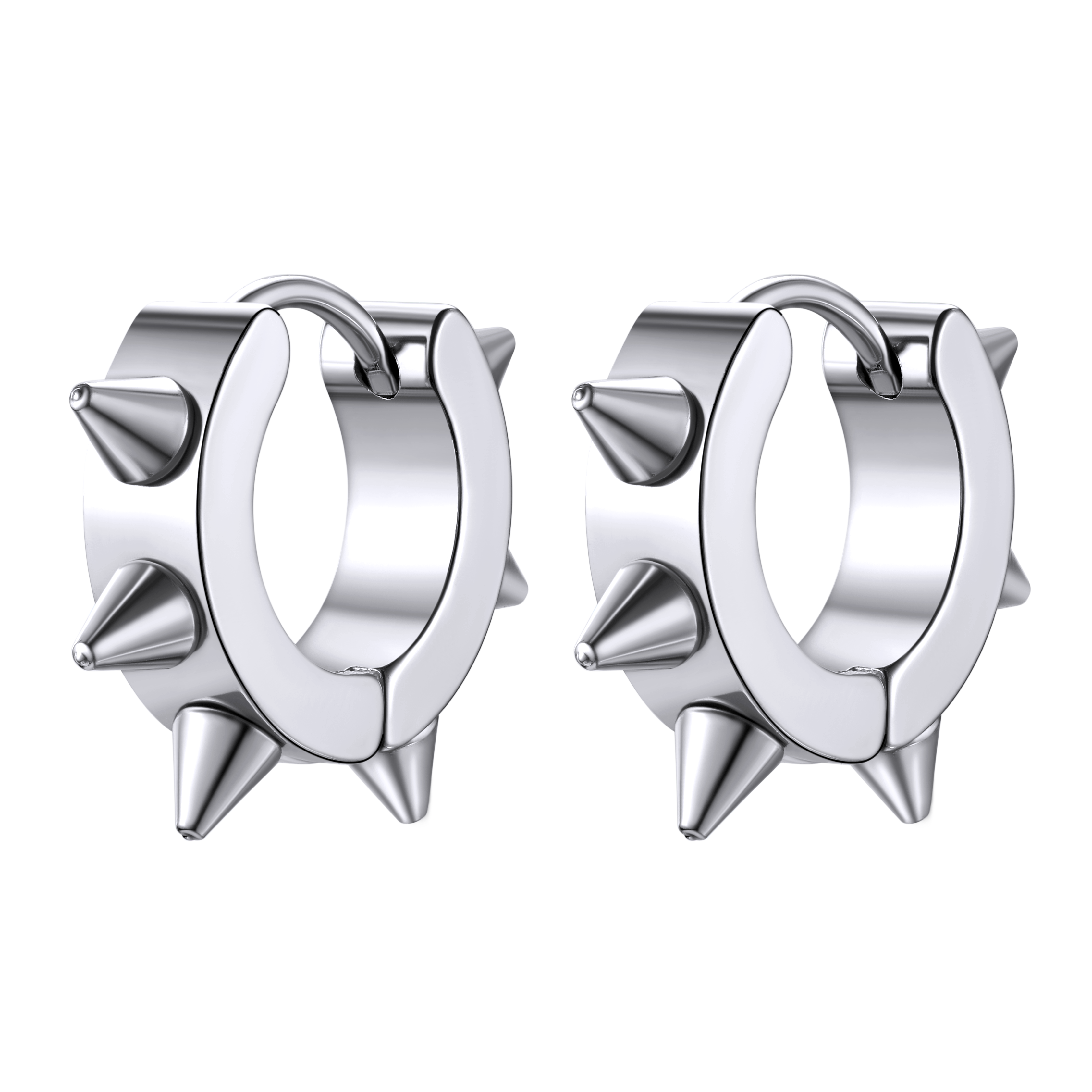 Punk Spike Rivet Huggie Hoop Earrings for