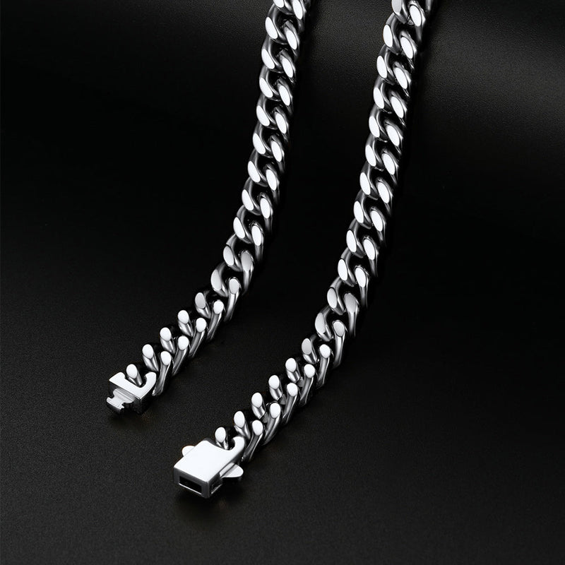 Miami Cuban Chain & Cross Layered Necklaces Set for