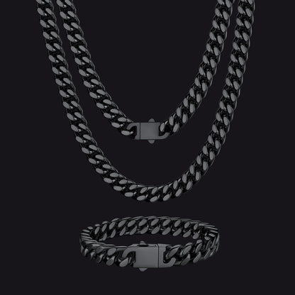 9mm Miami Cuban Chain & Bracelet Jewelry Set for