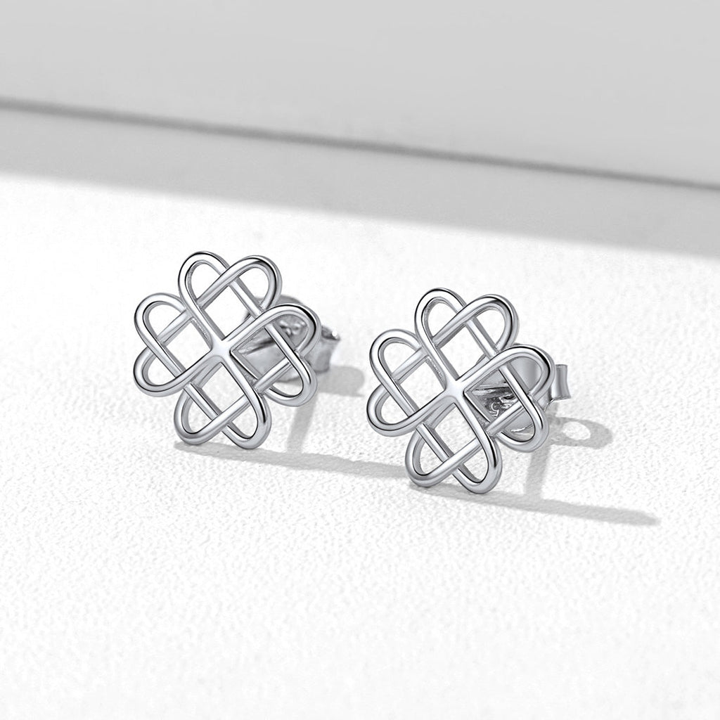 Silver Celtic Love Knot Stud Earrings for
