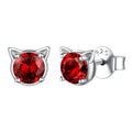 Silver Birthstone Cat Stud Earrings for Cat Lovers