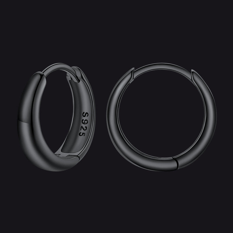 Simple Sterling Silver Thick Huggie Hoop Earrings for