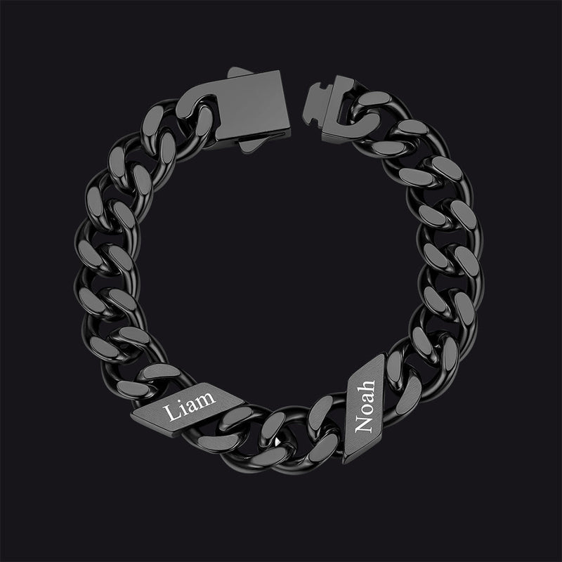 Custom Engraved Name Cuban Chain Bracelet for 7/9/12mm Width