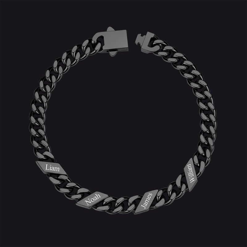 Custom Engraved Name Cuban Chain Bracelet for 7/9/12mm Width