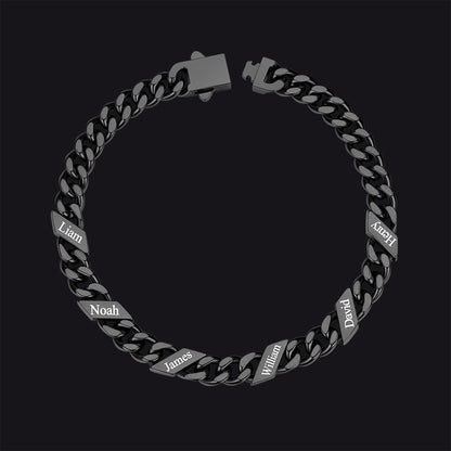 Custom Engraved Name Cuban Chain Bracelet for 7/9/12mm Width