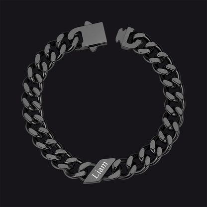 Custom Engraved Name Cuban Chain Bracelet for 7/9/12mm Width