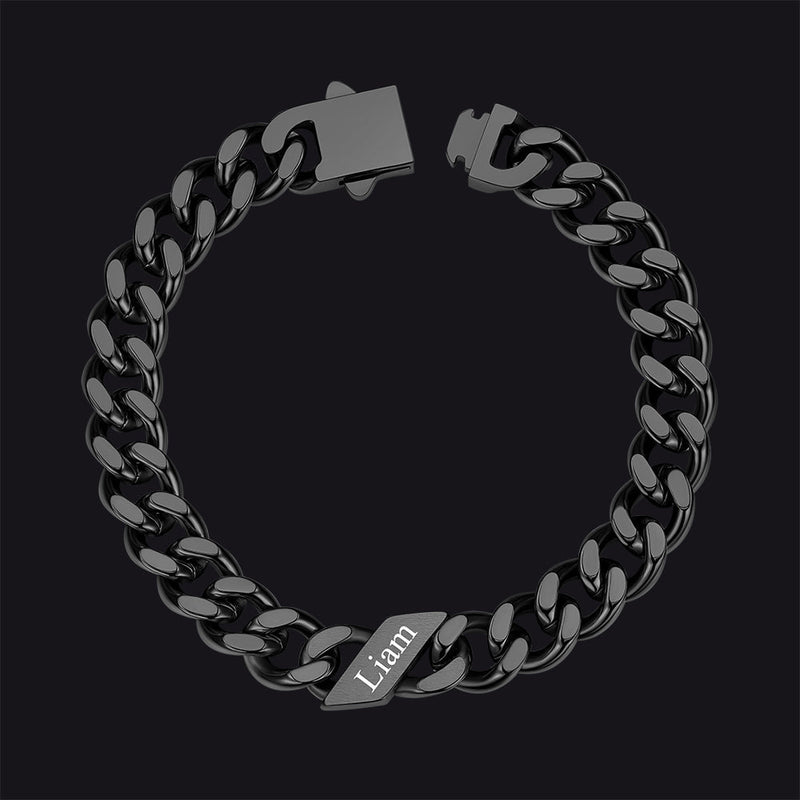 Custom Engraved Name Cuban Chain Bracelet for 7/9/12mm Width