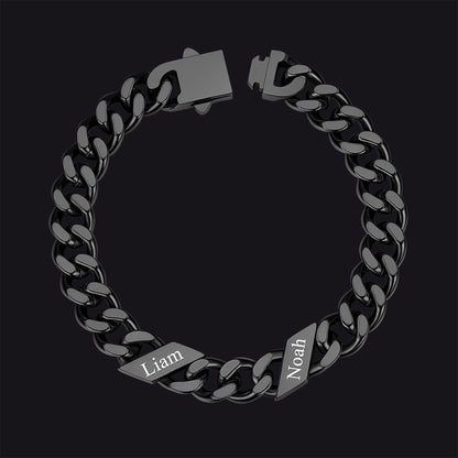Custom Engraved Name Cuban Chain Bracelet for 7/9/12mm Width