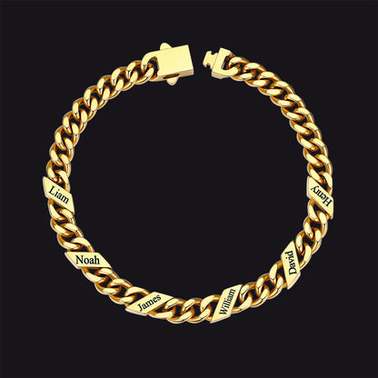 Custom Engraved Name Cuban Chain Bracelet for 7/9/12mm Width