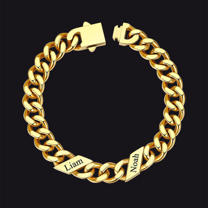 Custom Engraved Name Cuban Chain Bracelet for 7/9/12mm Width