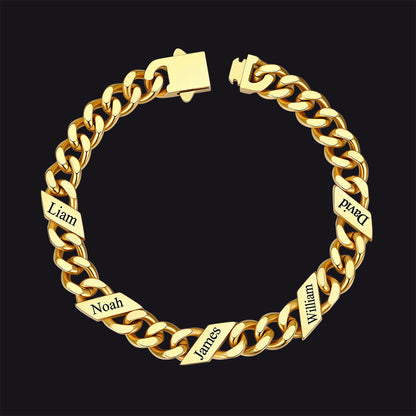 Custom Engraved Name Cuban Chain Bracelet for 7/9/12mm Width