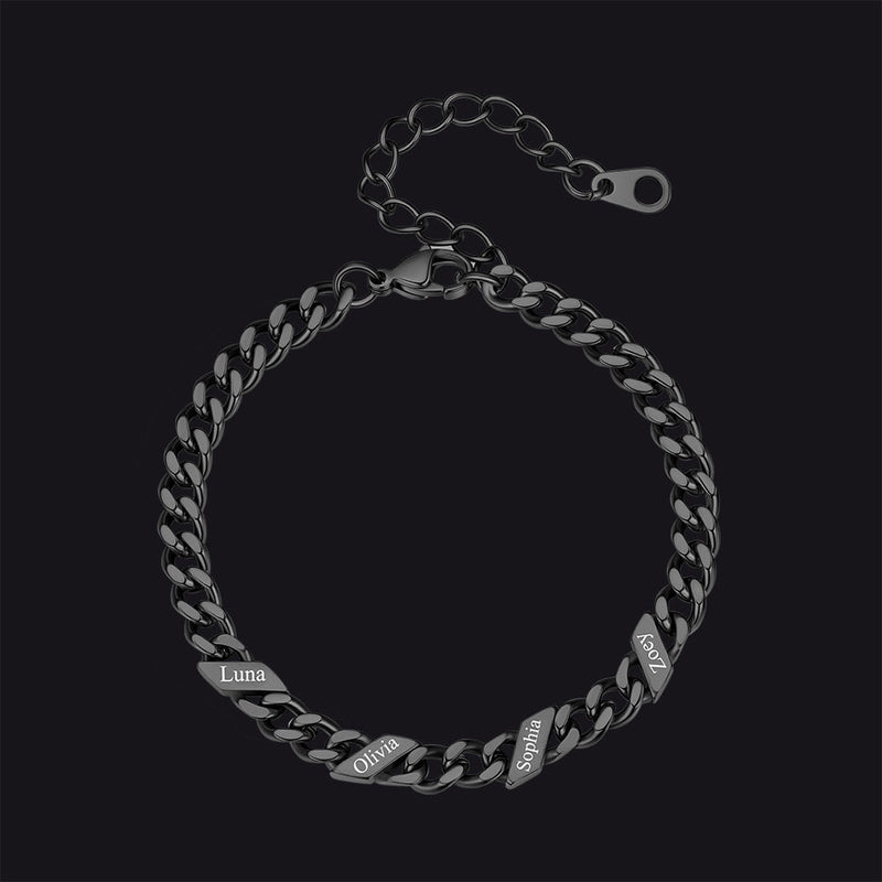 Custom Engraved Name Cuban Link Chain Bracelet for