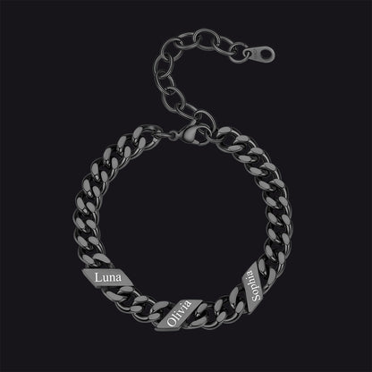 Custom Engraved Name Cuban Link Chain Bracelet for