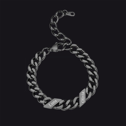 Custom Engraved Name Cuban Link Chain Bracelet for