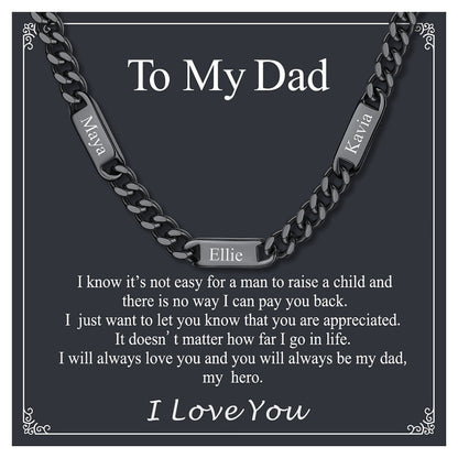 To My Engraved Name Chain Necklace, Birthday or Anniversary Gift for Him