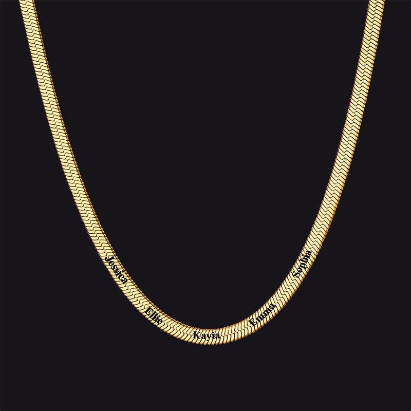Customized Engraved Name Snake Chain Choker Necklace for